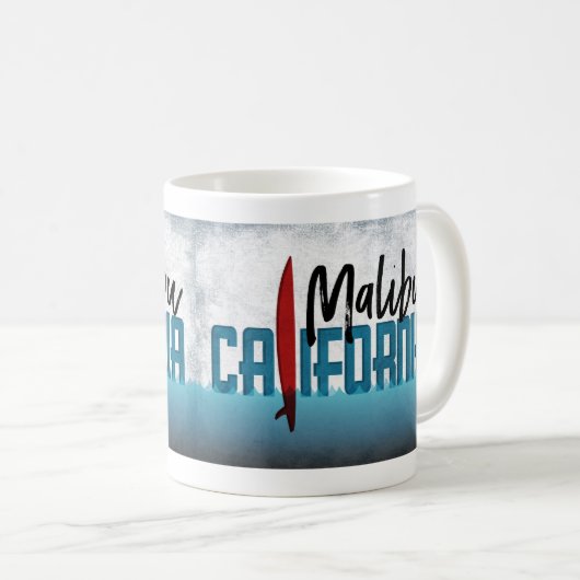 Malibu California Surfboard Surfing Koffiemok (Voorkant rechts)