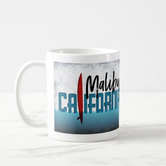 Malibu California Surfboard Surfing Koffiemok (Links)