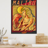 MALIBU CALIFORNIA SURFBREAK SURFING POSTER (Keuken)