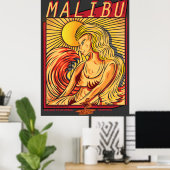 MALIBU CALIFORNIA SURFBREAK SURFING POSTER (Thuiskantoor)