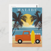 Malibu, California Travel Poster, Briefkaart (Voorkant / Achterkant)
