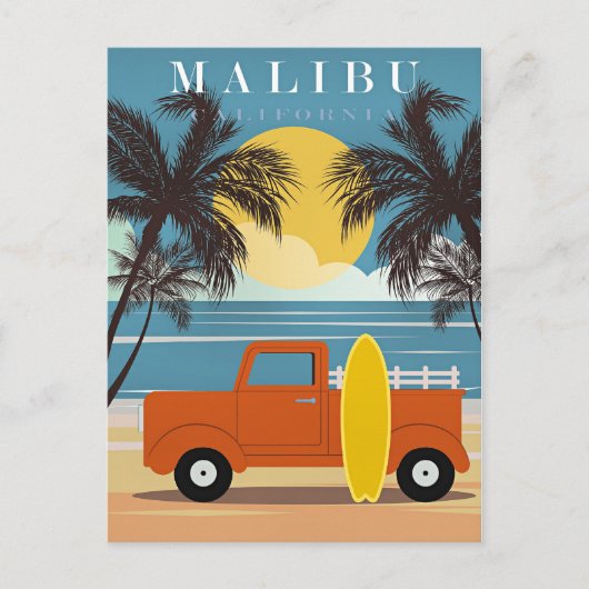 Malibu, California Travel Poster, Briefkaart (Voorkant)