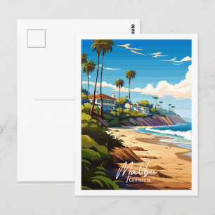 Malibu California vintage reisillustratie Briefkaart