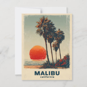 Malibu California Vintage Travel Poster Briefkaart