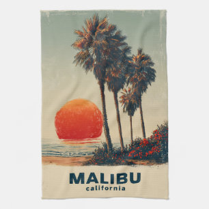 Malibu California Vintage Travel Poster Theedoek