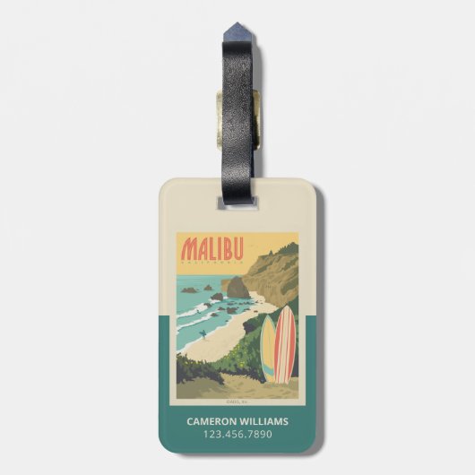 Malibu, Californië Bagagelabel (Achterkant verticaal)
