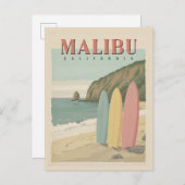 Malibu, Californië Briefkaart - Zon, Zand en Surf (Voorkant / Achterkant)