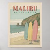 Malibu, Californië Poster - Zon, Zand en Surf (Voorkant)