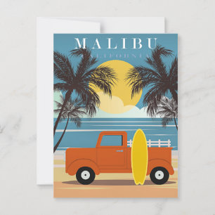 Malibu, Californië Reisposter, Briefkaart