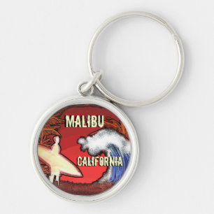 Malibu Californië surfer golft kunst sleutelhanger