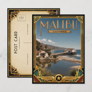 Malibu Californië Vintage Art Deco Gouden Tijdperk Briefkaart