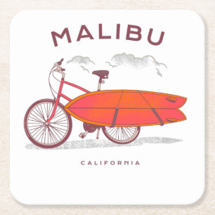 Malibu Californië Vintage Strand SurfenSurf Kartonnen Onderzetters