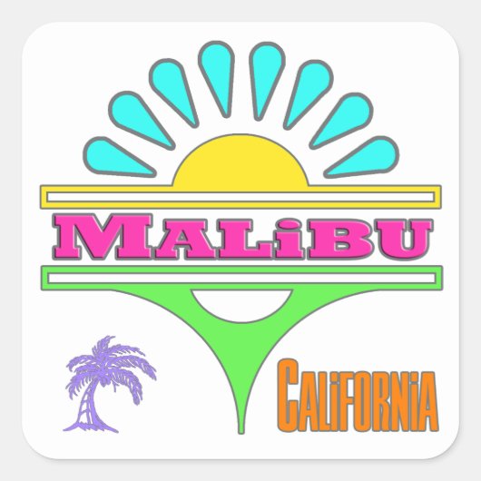 "Malibu Colorful 1"-Sticker Vierkante Sticker (Voorkant)