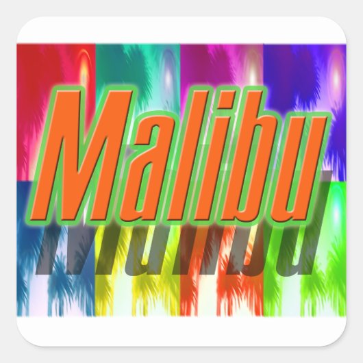 "Malibu" Colorful Palms Sticker (Voorkant)