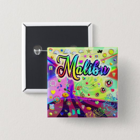 Malibu Cool Energy-Button Vierkante Button 5,1 Cm (Voorkant /achterkant)