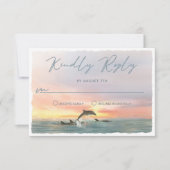 Malibu Dolfijn Zonsondergang Strand Waterverf Brui RSVP Kaartje (Voorkant)
