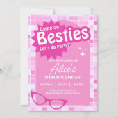 Malibu Doll Besties Strand Verjaardag Roze Glitter Kaart (Voorkant)
