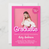 Malibu Hot Pink Doll Afstuderen Invitation Kaart (Voorkant)