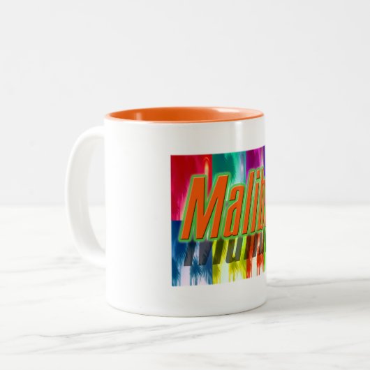 "Malibu" kleurrijke Palms Cup Tweekleurige Koffiemok (Voorkant links)