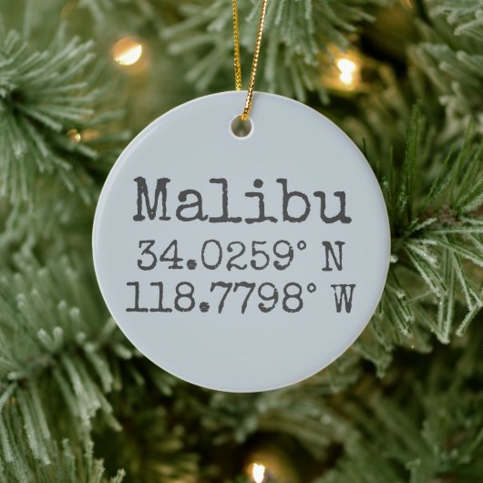 Malibu Latitude en Lengtegraad Keramisch Ornament (Boom)