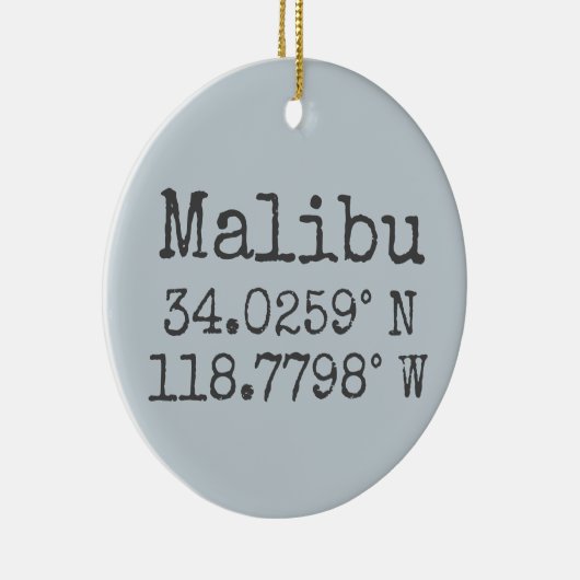 Malibu Latitude en Lengtegraad Keramisch Ornament (Rechts)
