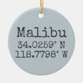 Malibu Latitude en Lengtegraad Keramisch Ornament (Voorkant)