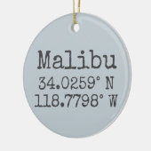 Malibu Latitude en Lengtegraad Keramisch Ornament (Links)