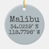 Malibu Latitude en Lengtegraad Keramisch Ornament (Achterkant)
