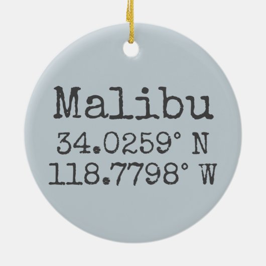 Malibu Latitude en Lengtegraad Keramisch Ornament (Achterkant)