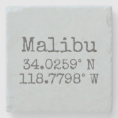 Malibu Latitude Longitude Stenen Onderzetter (Voorkant)