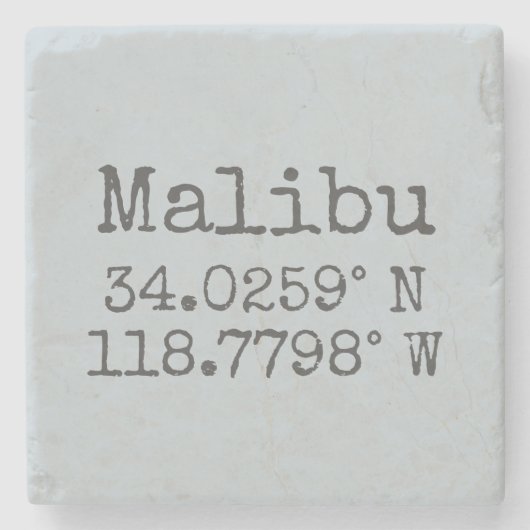 Malibu Latitude Longitude Stenen Onderzetter (Voorkant)