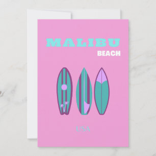 Malibu, Malibu Beach, Californië, Preppy, Roze Feestdagenkaart