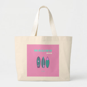 Malibu, Malibu Beach, Californië, Preppy, Roze Grote Tote Bag
