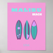 Malibu, Malibu Beach, Californië, Preppy, Roze Poster (Voorkant)