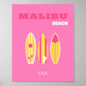 Malibu, Malibu Beach, Californië, Preppy, Roze Poster (Voorkant)