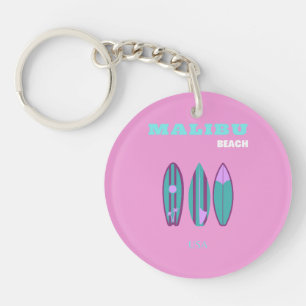 Malibu, Malibu Beach, Californië, Preppy, Roze Sleutelhanger