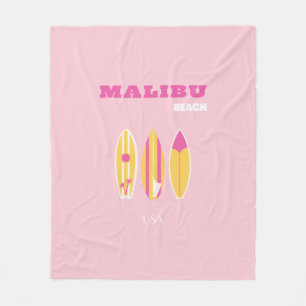 Malibu, Malibu Beach, Preppy, Roze Fleece Deken