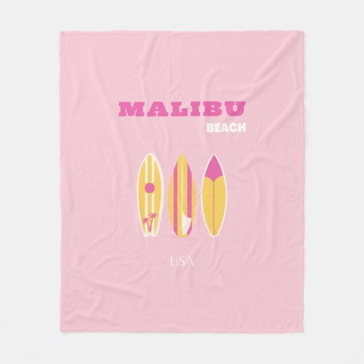 Malibu, Malibu Beach, Preppy, Roze Fleece Deken (Voorkant)