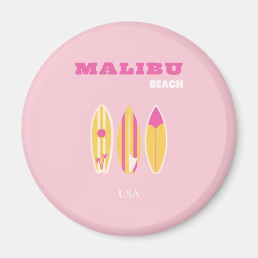 Malibu, Malibu Beach, Preppy, Roze Magneet (Voorkant)