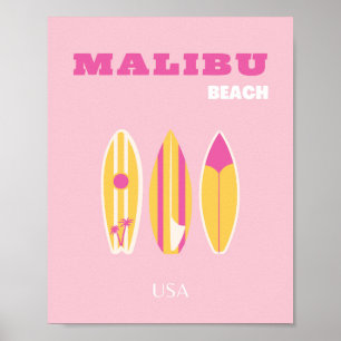 Malibu, Malibu Beach, Preppy, Roze Poster