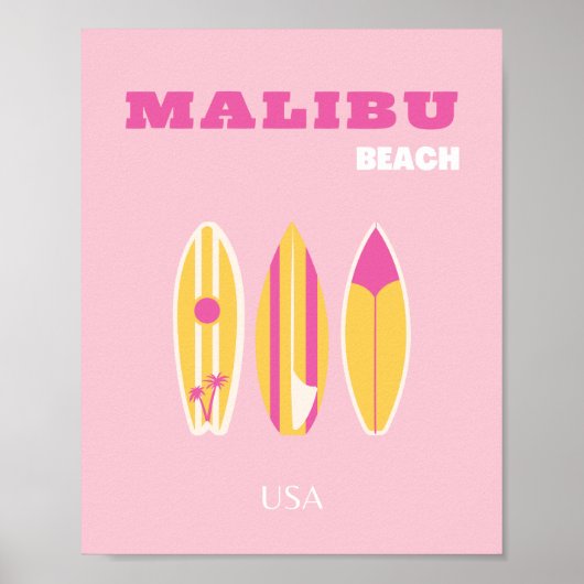 Malibu, Malibu Beach, Preppy, Roze Poster (Voorkant)