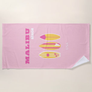 Malibu, Malibu Beach, Preppy, Roze Strandlaken