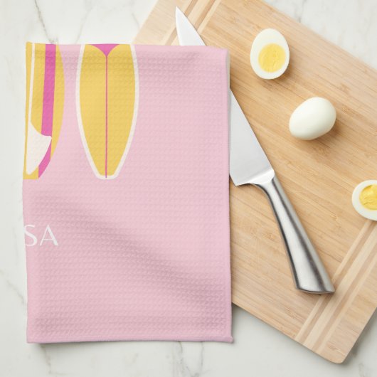 Malibu, Malibu Beach, Preppy, Roze Theedoek (Quarter Fold)