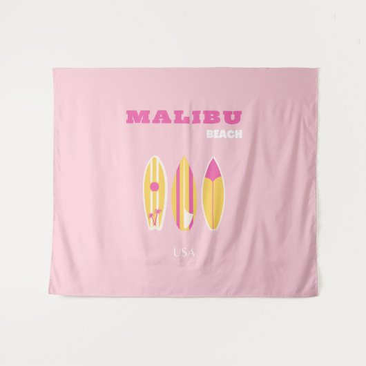 Malibu, Malibu Beach, Preppy, Roze Wandkleed (Voorkant (horizontaal))