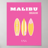 Malibu, Malibu Beach, Reiskunst, Preppy, Roze Poster (Voorkant)