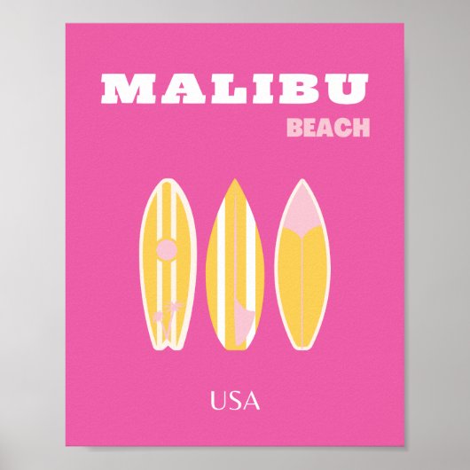 Malibu, Malibu Beach, Reiskunst, Preppy, Roze Poster (Voorkant)