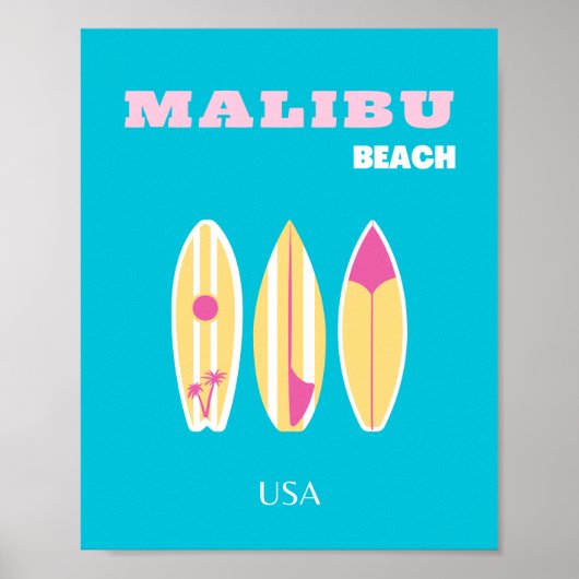 Malibu, Malibu Beach, Tropical, Preppy, Preppy Art Poster (Voorkant)
