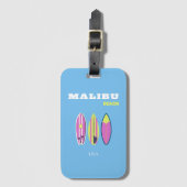 Malibu, Malibu Beach, Tropisch, Preppy, Blauw Bagagelabel (Voorkant (verticaal))