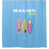 Malibu, Malibu Beach, Tropisch, Preppy, Blauw Douchegordijn (Voorkant)