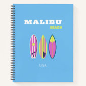 Malibu, Malibu Beach, Tropisch, Preppy, Blauw Notitieboek (Voorkant)